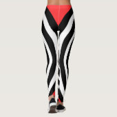 Optische lichtcirkel op cirkel zwart wit rood leggings (Achterkant)