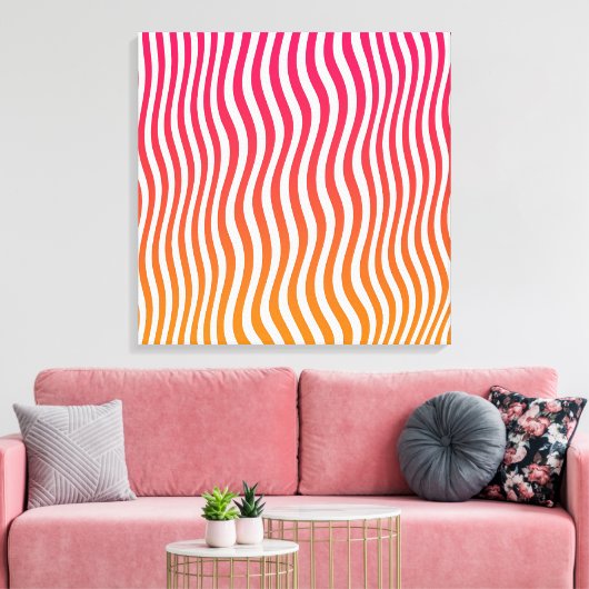 Optische strepen met regenboog canvas afdruk (Insitu (Woonkamer))