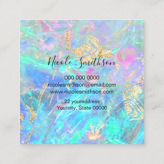 optische textuur en faux gouden details vierkante  vierkante visitekaartje (Achterkant)