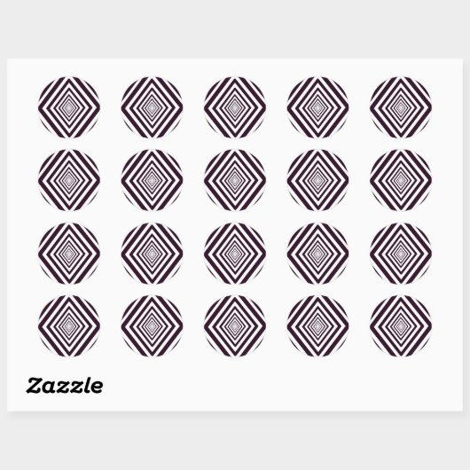 Optische verlichting zwart-wit diamant ronde sticker (Vel)