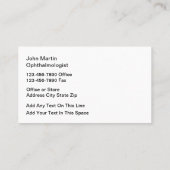 Optische Vision Care Oogheelkundige Visitekaartje (Achterkant)