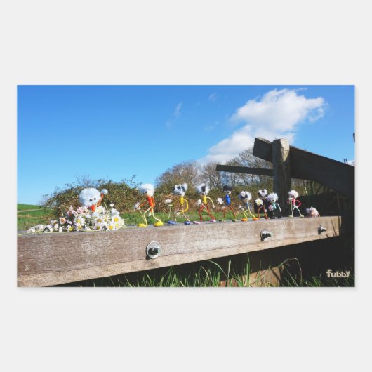 Optocht van Fubby's naar felicitatie. Rechthoekige Sticker (Voorkant)