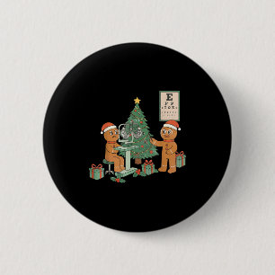 Optometrie Kerst Gingerbread Opticien Gezicht Plei Ronde Button 5,7 Cm