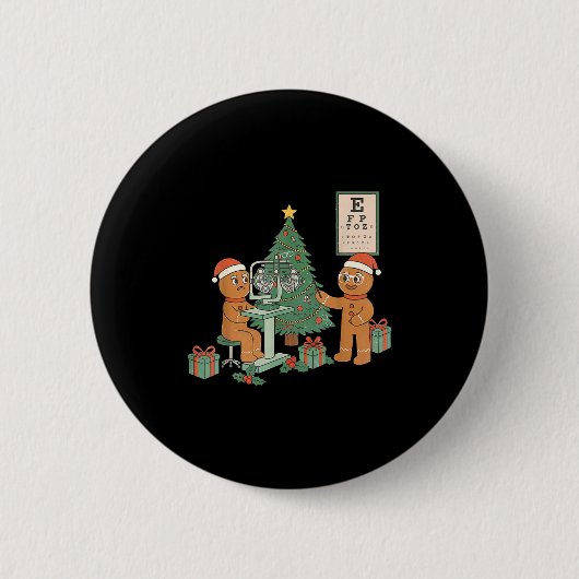 Optometrie Kerst Gingerbread Opticien Gezicht Plei Ronde Button 5,7 Cm (Voorkant)