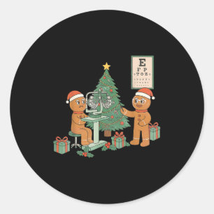 Optometrie Kerst Gingerbread Opticien Gezicht Squa Ronde Sticker
