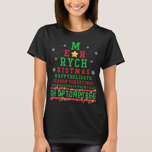 Optometrie Kerstboom Brillen Oog Kerstmis T-shirt (Voorkant)