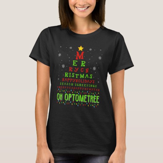 Optometrie Kerstboom Grappig Kerstbril Oog T-shirt (Voorkant)