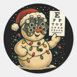 Optometrie Kerstmis Oogarts Grappige Opticien Ronde Sticker