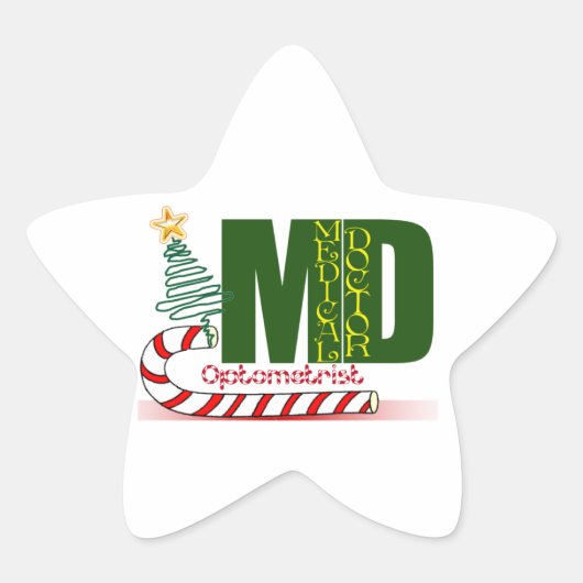 OPTOMETRIE MERRY CHRISTMAS EYE DOCTOR STER STICKER (Voorkant)