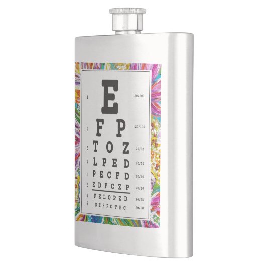 Optometrie, oogheelkunde "oogkaart" kolf flacon (Links)