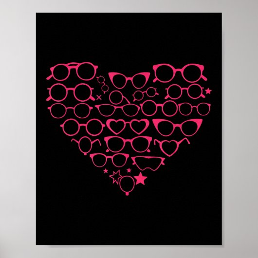 Optometrie Oogjes Hart Valentijnsdag Poster (Voorkant)