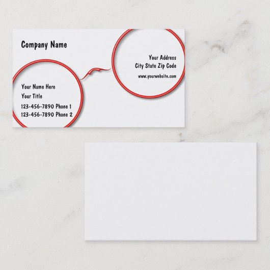 Optometriegeelassenontwerp Lijst Visitekaartje (Voorkant / Achterkant)