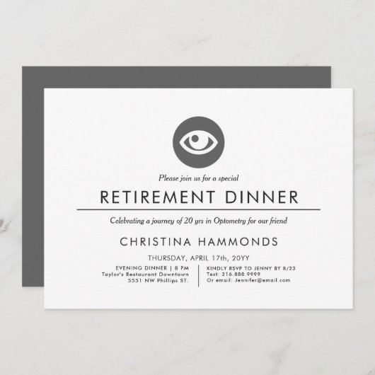 Optometriestering, diner | Minimaal Kaart (Voorkant / Achterkant)