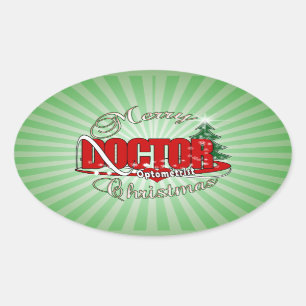 OPTOMETRISCHE DOCTOR MERRY CHRISTMAS OVALE STICKER