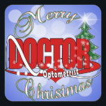 OPTOMETRISCHE DOCTOR MERRY CHRISTMAS VIERKANTE STICKER<br><div class="desc">OPTOMETRIST DOCTOR MERRY CHRISTMAS BIG RED ACRONYM MERRY CHRISTMAS - Celebrate Optometry is a health care beroepsgroep concerned with the health of the eyes and related structures, as well as vision, visual systems, and vision information processing in humans. Doctors of Optometry are trained to requibe and fit lenses to improve...</div>