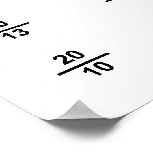 OPTOMETRISCHE VISIE TESTKAART POSTER (Hoek)