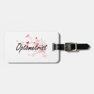 Optometrist artistiek ontwerp met hart bagagelabel