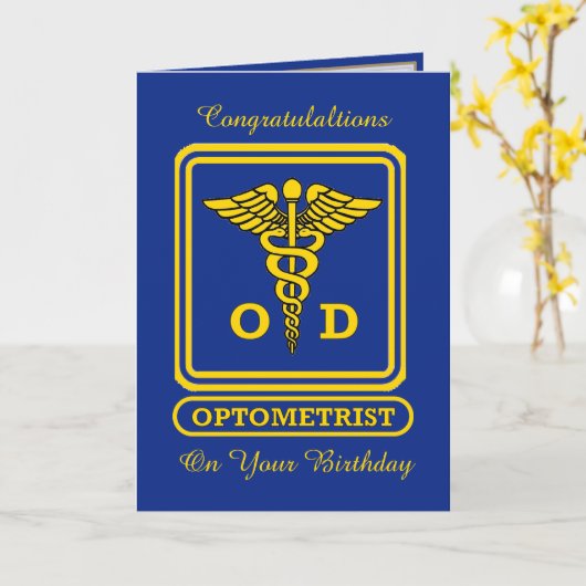 Optometrist Birthday Kaart (Gele Bloem)