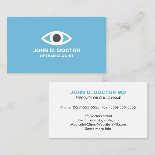 Optometrist blauw visitekaartje (Voorkant / Achterkant)