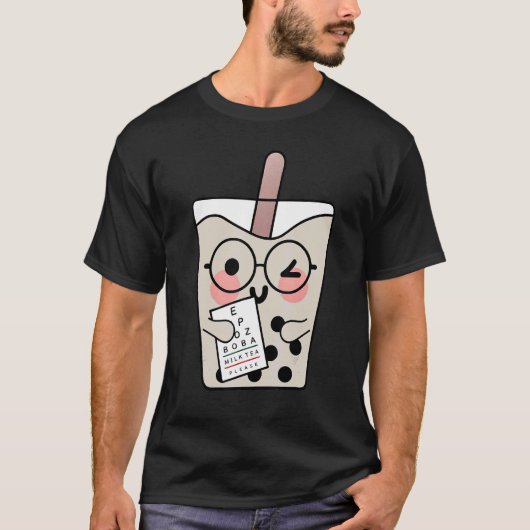 Optometrist Boba Thee Oogkaart Oogheelkundige Tech T-shirt (Voorkant)