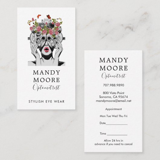 Optometrist Business & Afspraak Herinnering Visitekaartje (Voorkant / Achterkant)