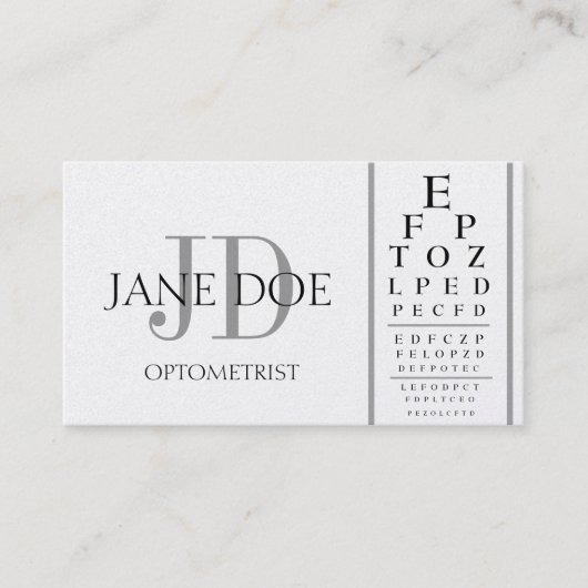 Optometrist Chart Deluxe Platinum Visitekaartje (Voorkant)