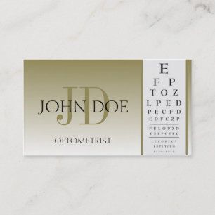 Optometrist Chart Eye Doctor Gold Fade Monogram Visitekaartje