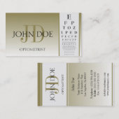 Optometrist Chart Eye Doctor Gold Fade Monogram Visitekaartje (Voorkant / Achterkant)