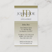 Optometrist Chart Eye Doctor Gold Fade Monogram Visitekaartje (Achterkant)