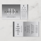 Optometrist Chart Eye Doctor Silver Fade Monogram Visitekaartje (Voorkant / Achterkant)