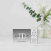 Optometrist Chart Eye Doctor Silver Fade Monogram Visitekaartje (Staand voorkant)