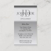 Optometrist Chart Eye Doctor Silver Fade Monogram Visitekaartje (Achterkant)