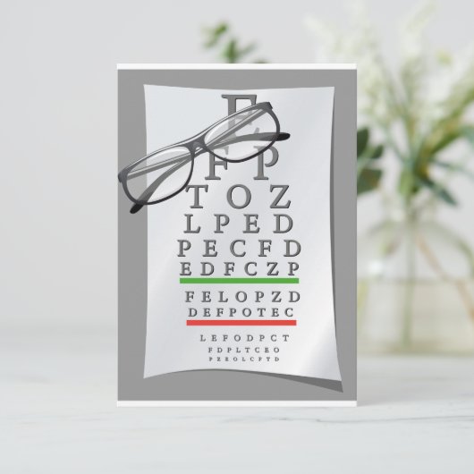 Optometrist Chart Invitations Kaart (Staand voorkant)