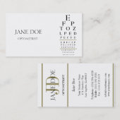 Optometrist Chart White/Gold Stripes Visitekaartje (Voorkant / Achterkant)