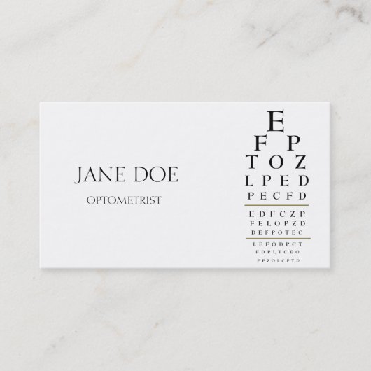 Optometrist Chart White/Gold Stripes Visitekaartje (Voorkant)