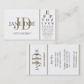 Optometrist Chart White/Gold Stripes Visitekaartje (Voorkant / Achterkant)