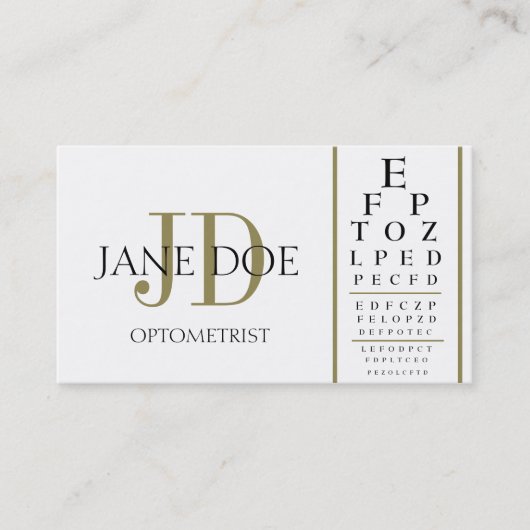 Optometrist Chart White/Gold Stripes Visitekaartje (Voorkant)