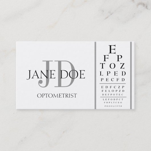 Optometrist Chart White/Silver Stripes Visitekaartje (Voorkant)
