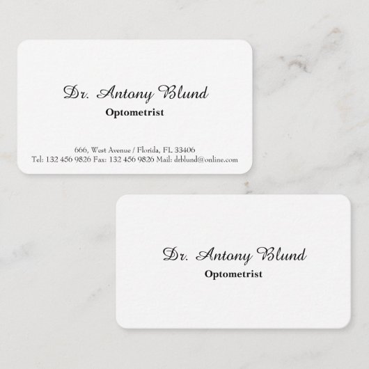 Optometrist Classic Visitekaartje (Voorkant / Achterkant)