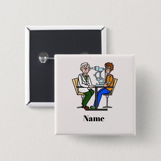 Optometrist die de Button van de patiëntennaam ond (Voorkant /achterkant)