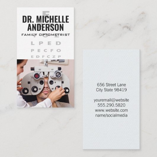 Optometrist Dokter | Phoropter Apparatuur Sessie Visitekaartje (Voorkant / Achterkant)