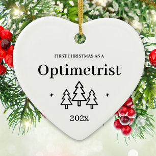 Optometrist eerste kerstfeest keramisch ornament