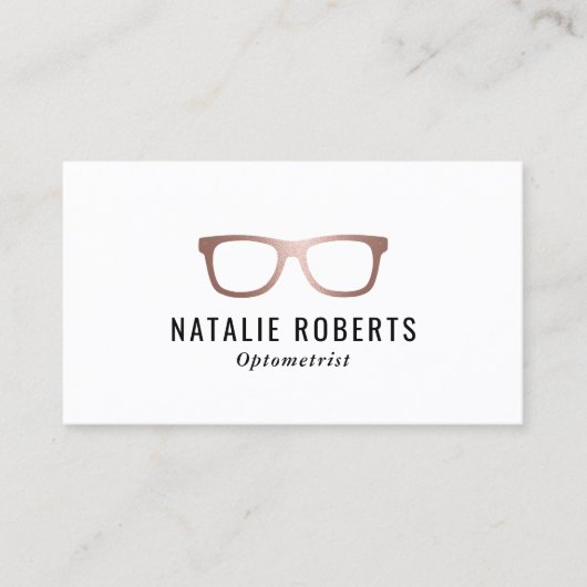 Optometrist Elegant Roos Gold Eye Glasses Visitekaartje (Voorkant)