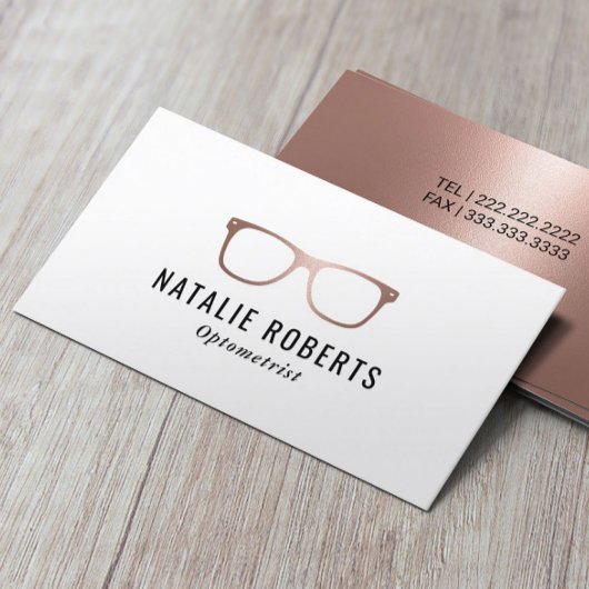 Optometrist Elegant Roos Gold Eye Glasses Visitekaartje
