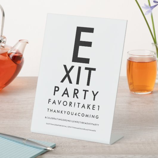 Optometrist Eye Chart Retirement Party Favor Reclamebord Met Voetstuk (Insitu)
