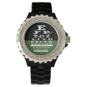 Optometrist Eye Chart Watch Green Black Horloge