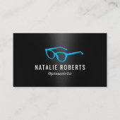 Optometrist Eye Doctor Blauwe Bril Modern Zwart Visitekaartje (Voorkant)