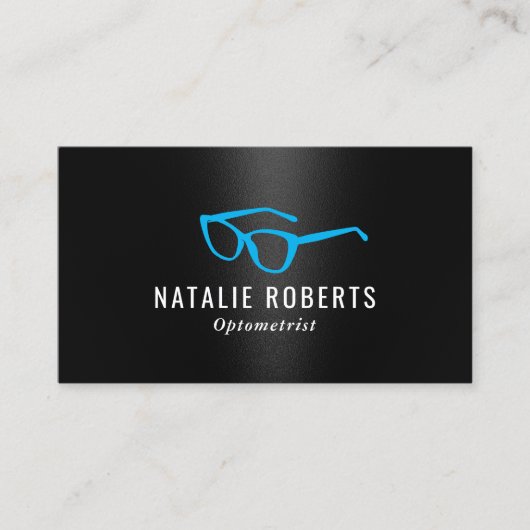 Optometrist Eye Doctor Blauwe Bril Modern Zwart Visitekaartje (Voorkant)