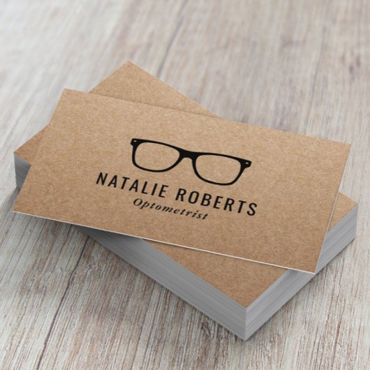 Optometrist Eye Doctor Glasses Rustic Kraft Visitekaartje
