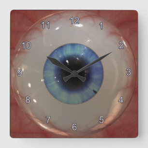 Optometrist Eye Doctor Spooky Fun Blue Eye Clock Vierkante Klok